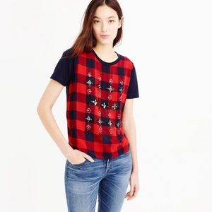 J crew sequined plaid blouse, S